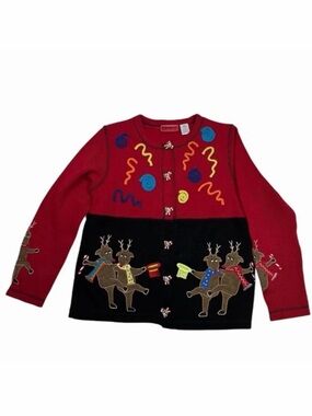 Onque Casuals Christmas Reindeer Cardigan Sweater